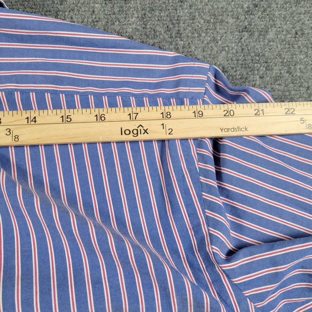 Ralph Lauren Shirt Mens Extra Large Custom Fit Blue Red Stripe Button‎ Down - Picture 7 of 8